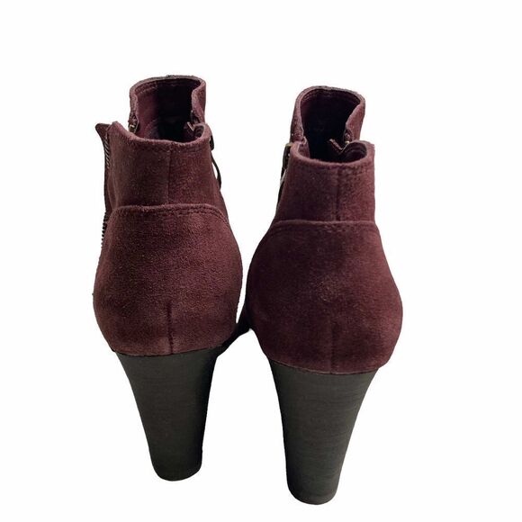 FRANCO FORTINI Annie Suede Wedge Heel Ankle Bootie Size 7.5 Plum Wine‎ - Picture 2 of 12